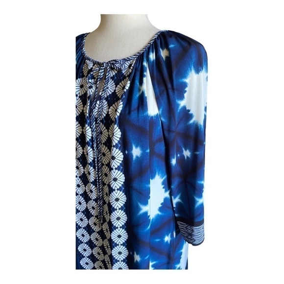 NWOT-LONDON TIMES-BLUE & WHITE PRINT SHIFT DRESS-SIZE 12 - Picture 4 of 8